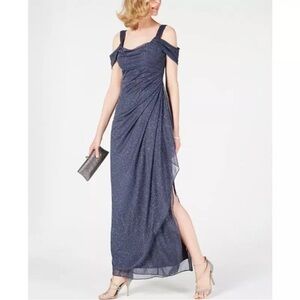 Elegant metallic gray Evening Gown